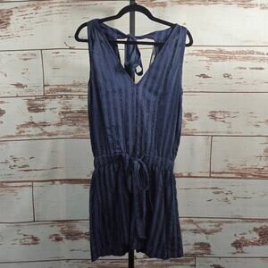 Ramy Brook Hallie Sleeveless Romper Navy Metallic Stripe Size Small